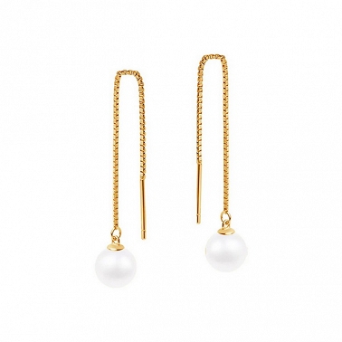 Kolczyki srebrne pozłacane z białą perłą