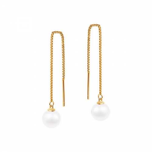 Kolczyki srebrne pozłacane z białą perłą